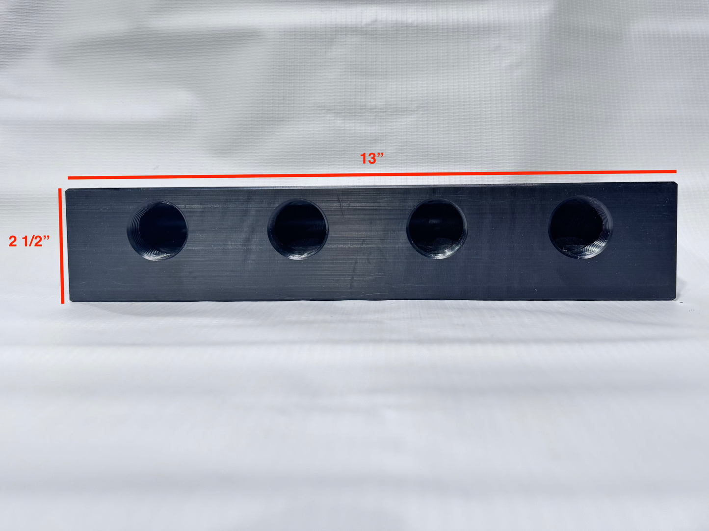 4 Port Softwash Manifold Block – Black Polypropylene Chemical-Resistant Fitting