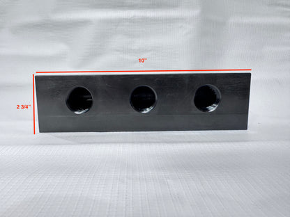 3 Port Downstream Injector Manifold Block – Black Polypropylene Chemical Selector