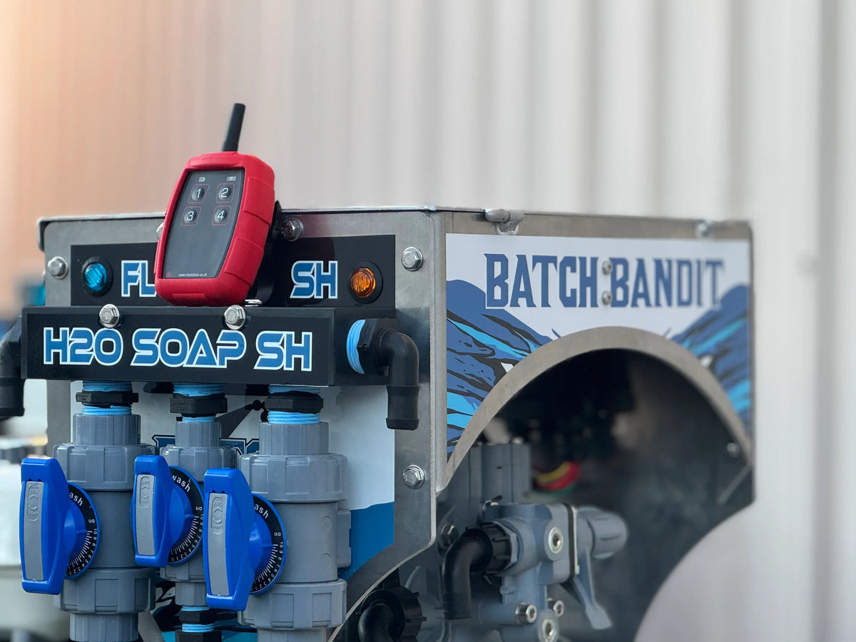 H2O Soap SH softwash equipment with Batch Bandit branding and control panel