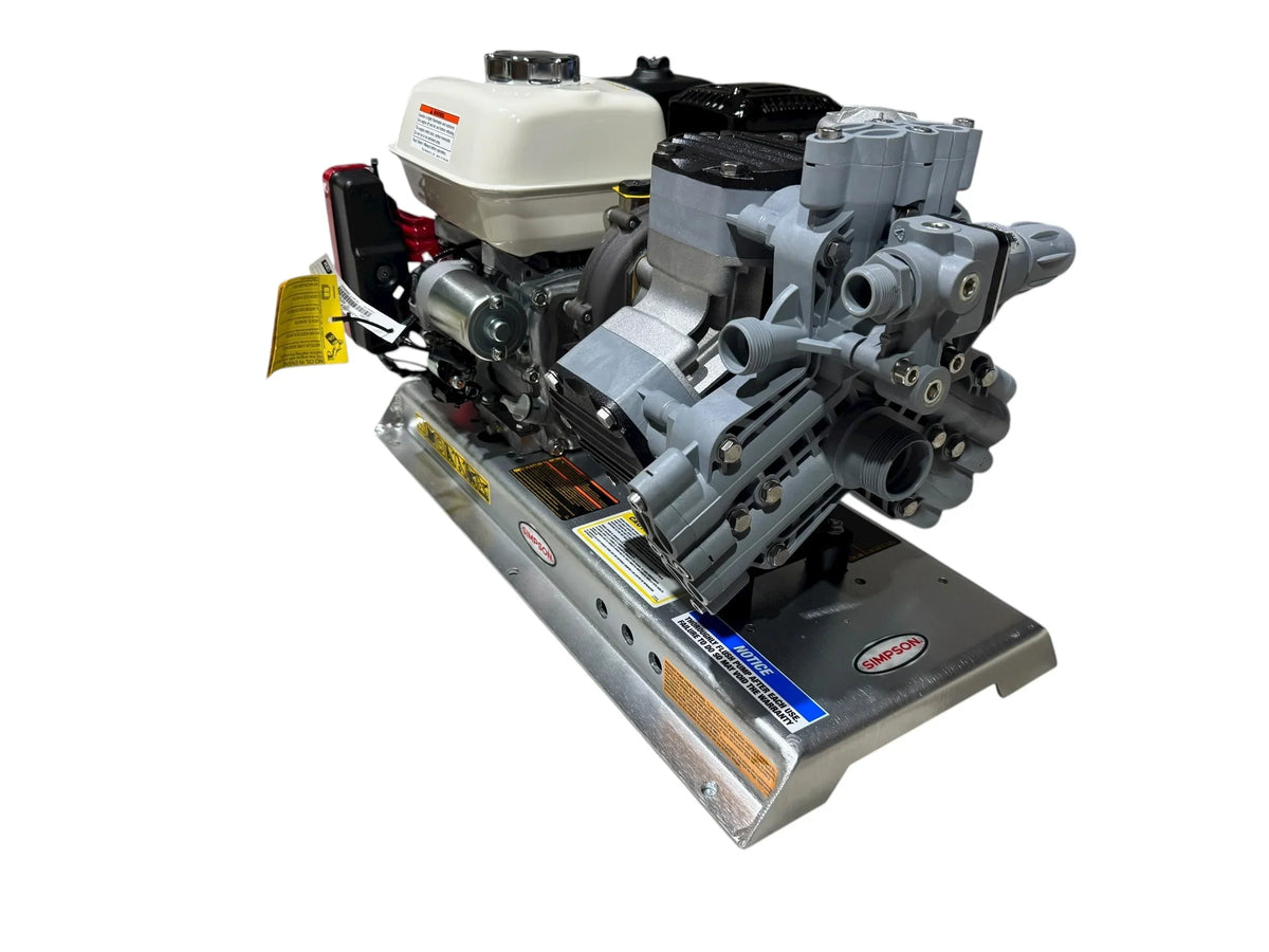 Simpson softwash pressure washer pump with engine, ideal for professional cleaning equipment