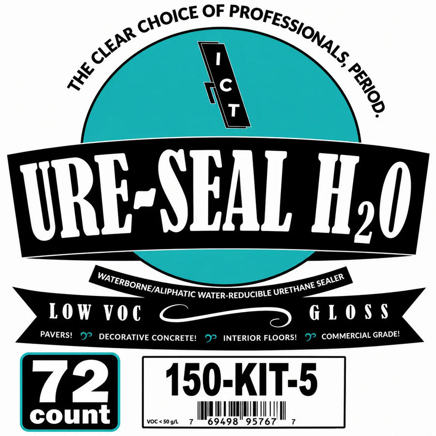 URE-SEAL H2O waterborne urethane sealer for pavers, concrete, floors – low VOC gloss finish, 72-count kit