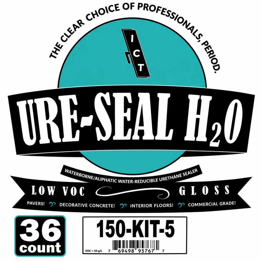 URE-SEAL H2O waterborne urethane sealer for pavers, concrete, floors — low VOC gloss finish, 36-count kit