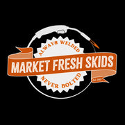 Market Fresh Skids logo with 'Always Welded Never Bolted' tagline, established 2025, for softwash equipment