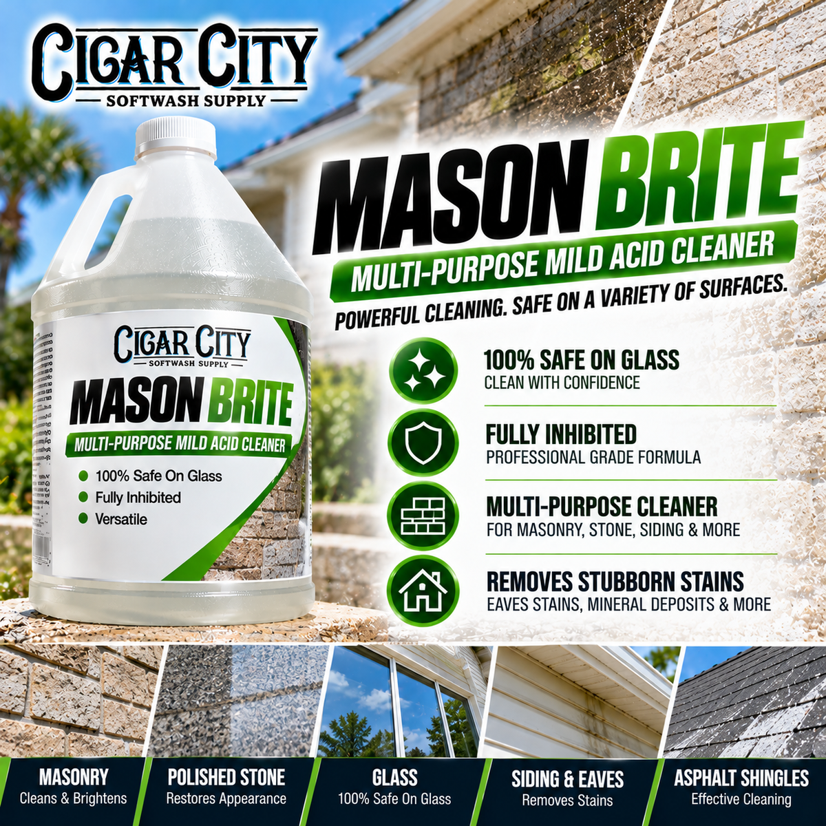 Mason Brite | Multi-Purpose Mild Acid Cleaner, Stain Remover & Brightener