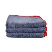 Maxshine 600GSM 16"x16" Crazy Plush Microfiber Cleaning Towel – Gray with Red Silk Border [Pack of 3] Maxshine