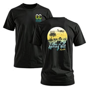 Black softwash supply t-shirt with Spring Hill Florida mermaid graphic and CC logo