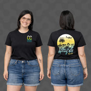 Black softwash supply t-shirt with CC logo front, Spring Hill Florida mermaid graphic back