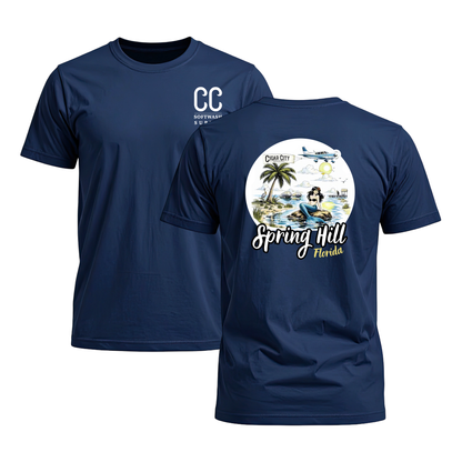 Cigar City Softwash Supply T-Shirt – Spring Hill Mermaids & Manatees – Navy Blue
