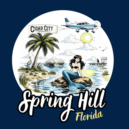 Cigar City Softwash Supply T-Shirt – Spring Hill Mermaids & Manatees – Navy Blue