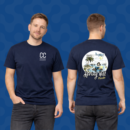Cigar City Softwash Supply T-Shirt – Spring Hill Mermaids & Manatees – Navy Blue