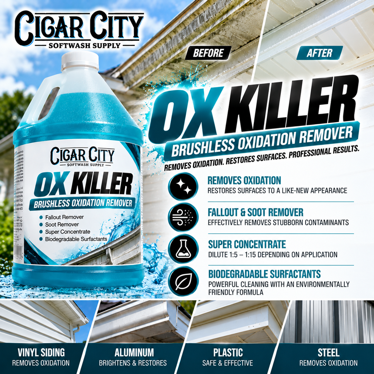 Ox Killer | Brushless Oxidation Remover, Fallout & Soot Remover Super Concentrate