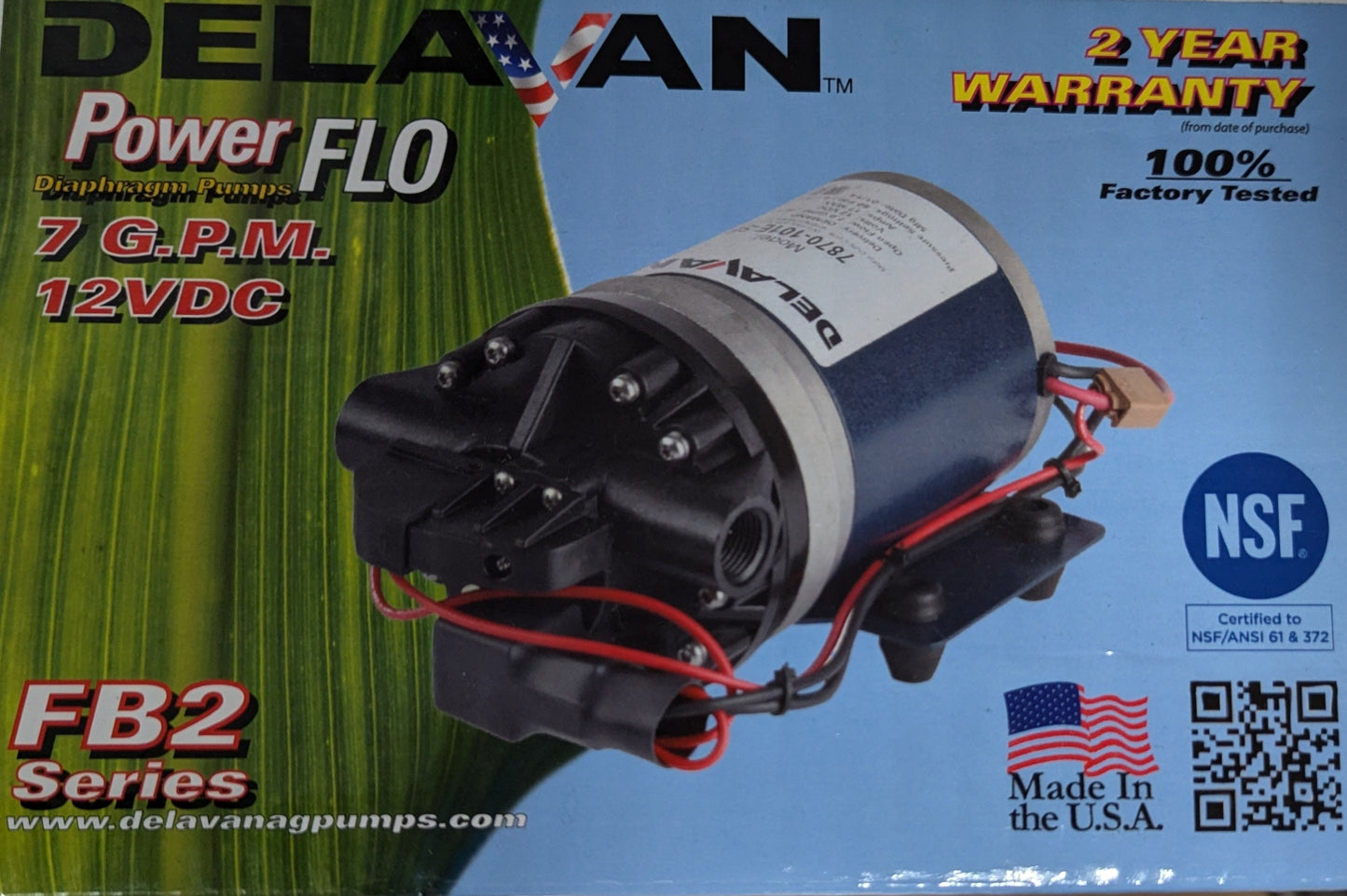 Delavan 3/4" 7GPM 12v PowerFLO Electric Softwash Pump 7970101YSB