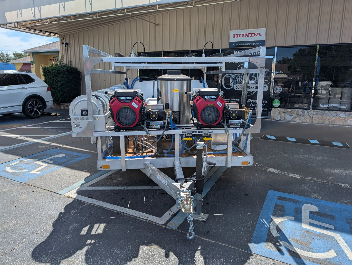 The Aluminum Dominator Series - Dual 8GPM Hot Water Pressure Washing and Gas Softwash Trailer