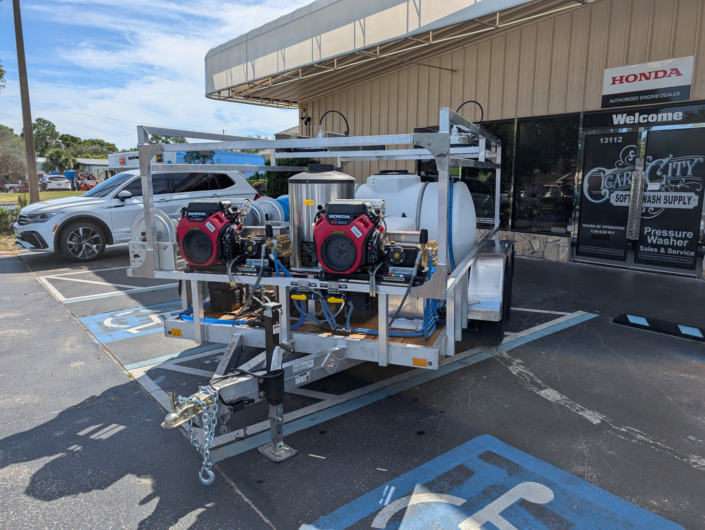 The Aluminum Dominator Series - Dual 8GPM Hot Water Pressure Washing and Gas Softwash Trailer