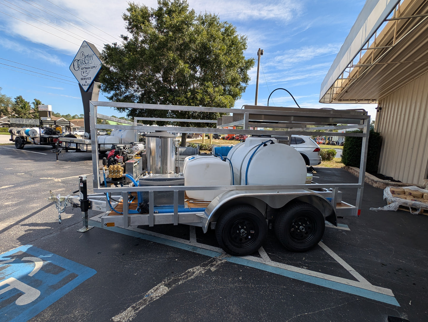 The Aluminum Dominator Series - Dual 8GPM Hot Water Pressure Washing and Gas Softwash Trailer