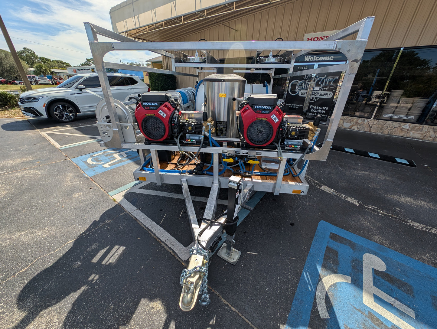 The Aluminum Dominator Series - Dual 8GPM Hot Water Pressure Washing and Gas Softwash Trailer