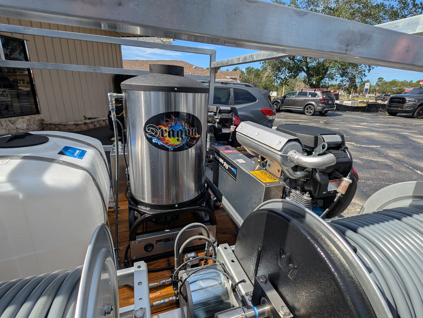 The Aluminum Dominator Series - Dual 8GPM Hot Water Pressure Washing and Gas Softwash Trailer