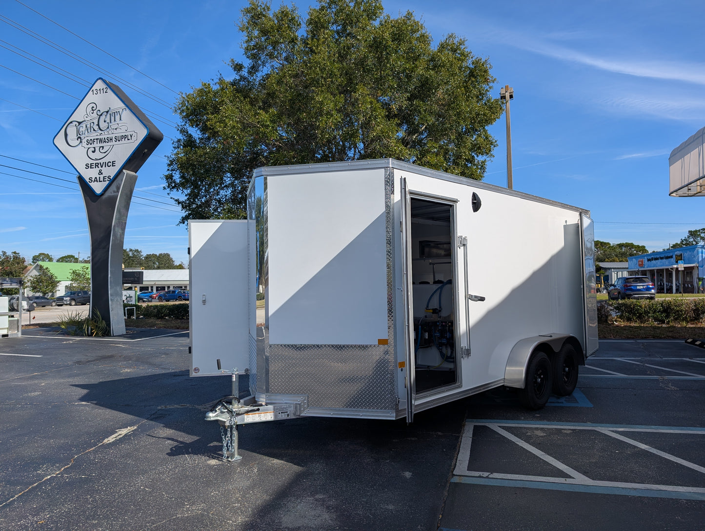 Enclosed 7x16 Pressure Wash, Soft Wash & Trash Bin Cleaning Trailer