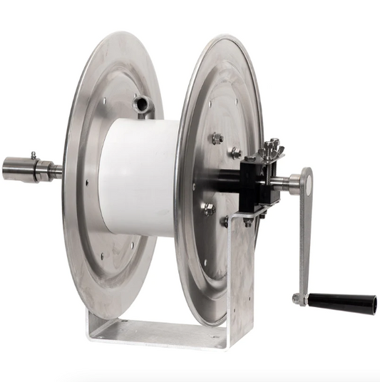 KR2A6 Kings 6" Aluminum U-Frame Manual Hose Reel with Stainless Steel Manifold