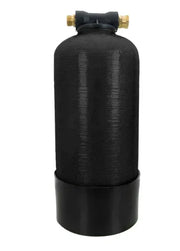 Black softwash chemical tank with brass fittings for pressure washing equipment