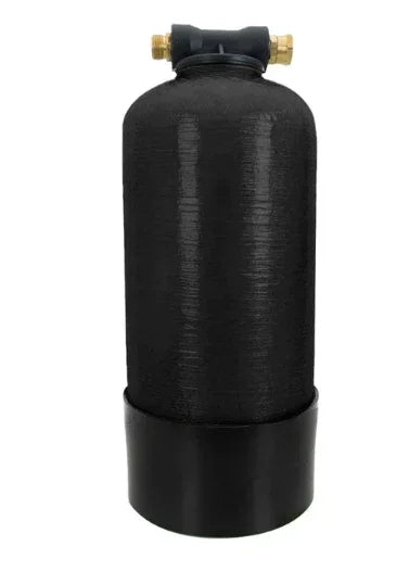 Black softwash chemical tank with brass fittings for pressure washing equipment