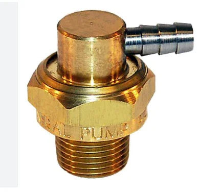 Brass softwash pump component with threaded base and hose connector for pressure cleaning systems