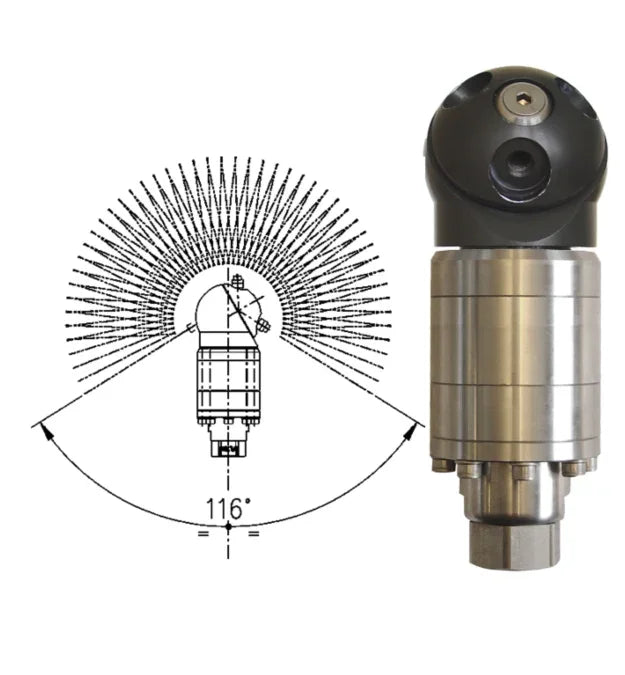 Softwash nozzle with 116-degree spray pattern for professional exterior cleaning equipment