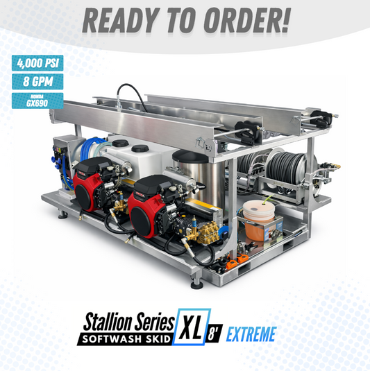 The Stallion XL Extreme 8ft - Hot Water 8GPM Pressure & Gas Soft Washing Truck Skid