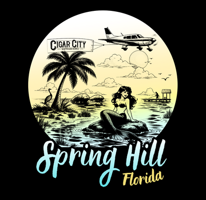 Cigar City Softwash Supply T-Shirt – Spring Hill Mermaids & Manatees – Black