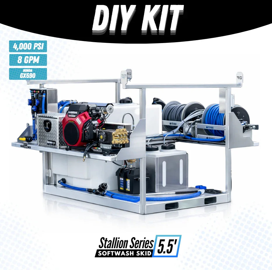 Stallion Series 5.5' softwash skid with 4,000 PSI, 8 GPM, and Honda GX690 engine for professional cleaning