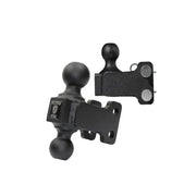 Dual ball hitch mount for softwash equipment towing and trailer attachment