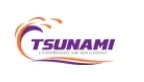 Tsunami logo with purple and orange wave design, representing softwash equipment brand