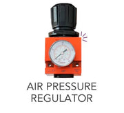 Orange air pressure regulator with gauge and black knob for softwash equipment