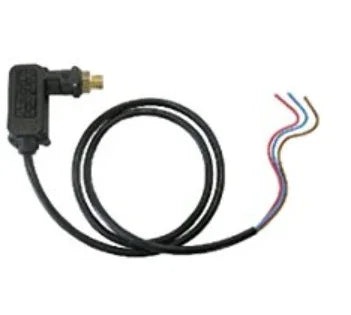 Black softwash equipment cable with multicolored wires and brass connector