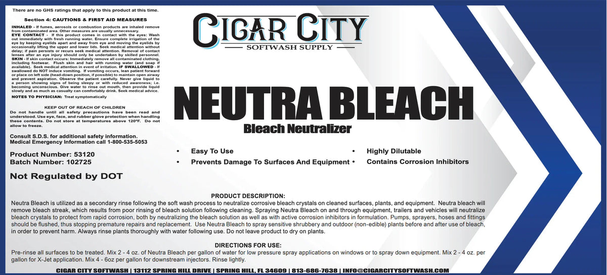 Neutra Bleach softwash neutralizer for safe surface cleaning and equipment protection