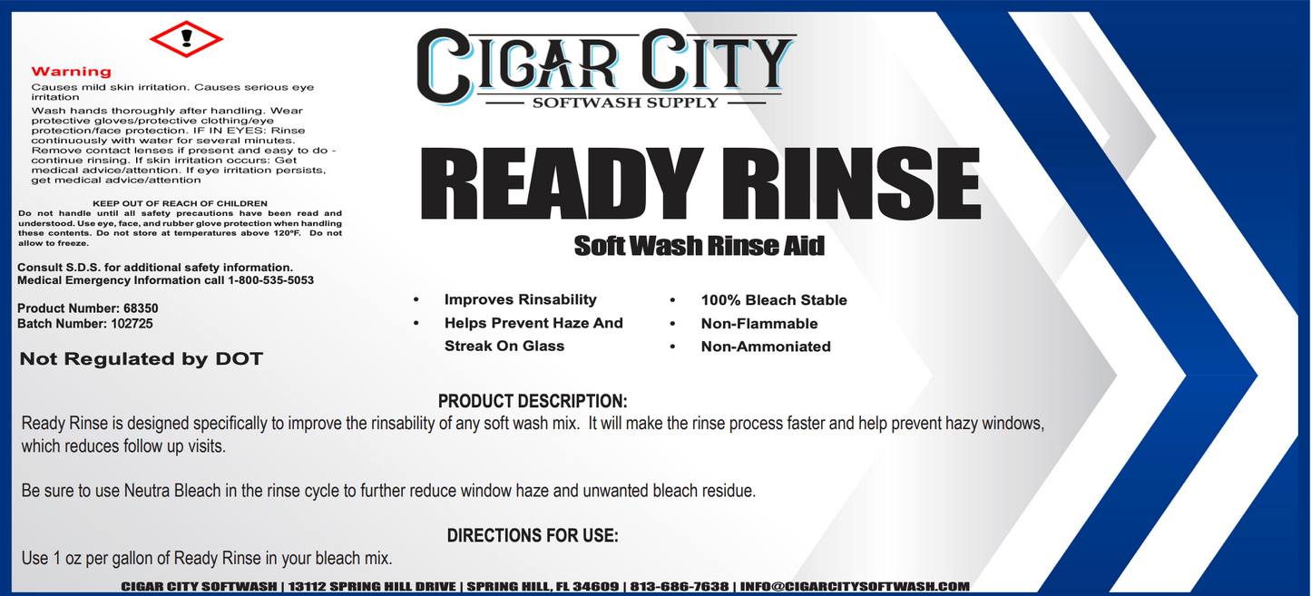 Ready Rinse Soft Wash Rinse Aid – 1 Gallon Jug | Final Rinse Additive
