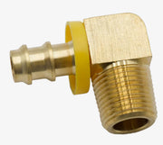 Brass 90-degree fitting with yellow O-ring for softwash equipment connections