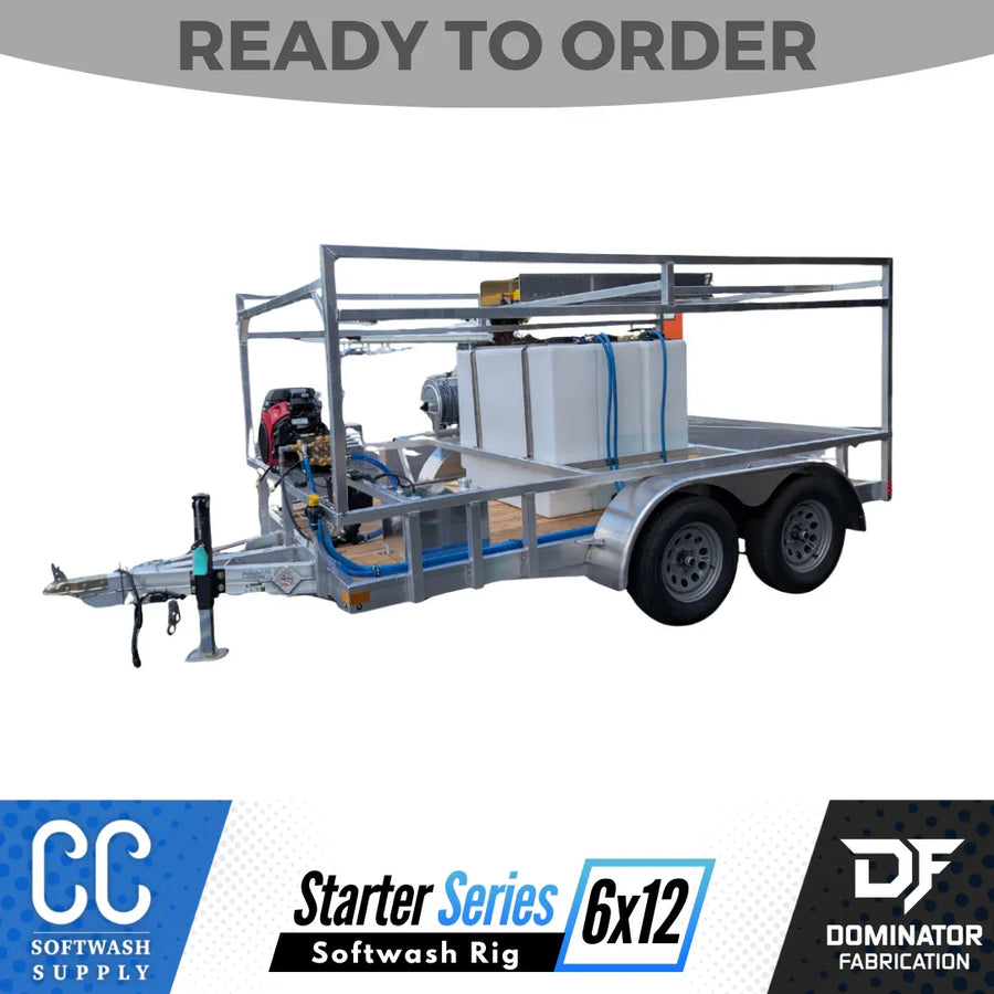 Starter Series 6x12 softwash rig with pump, tanks, and trailer setup for professional cleaning