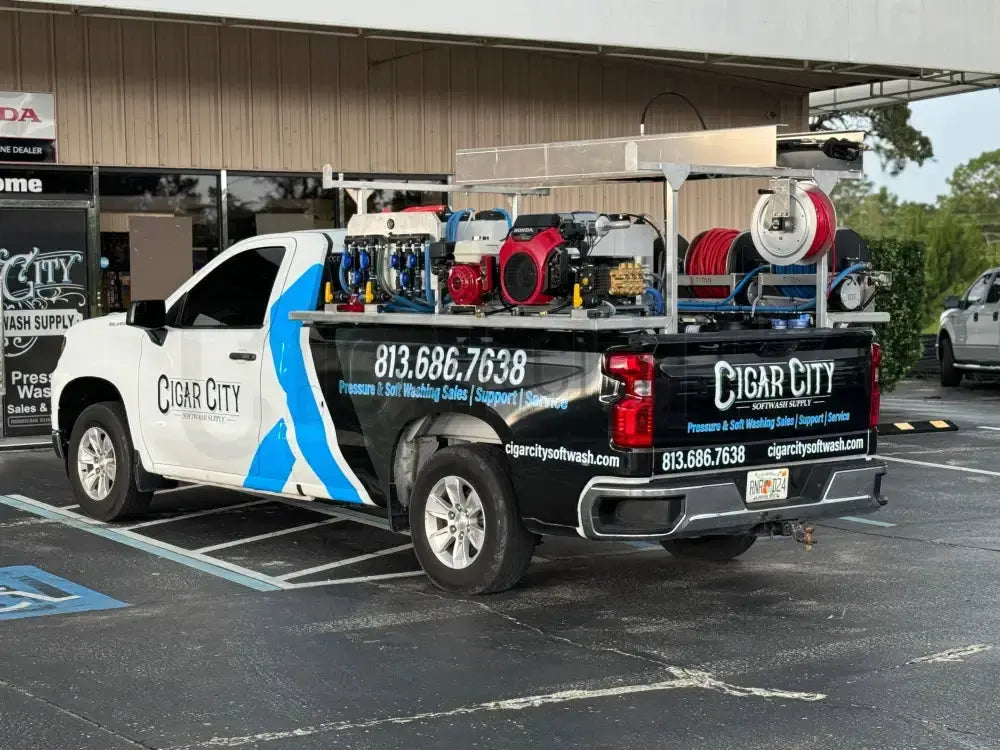 The Stallion XL Ultimate 8' Pressure & Soft Washing Truck Bed Skid Complete Rigs Cigarcity Softwash.