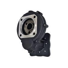 Black softwash pump with metal flange, ideal for pressure washing equipment and cleaning solutions.