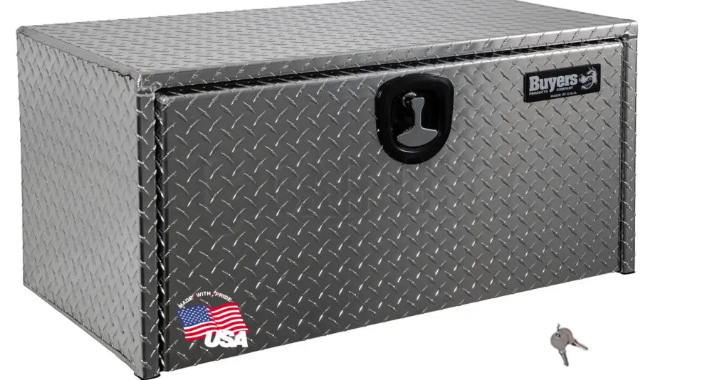 Buyers Products 1705105 Silver Diamond Tread Aluminum Underbody Truck Box with T-Handle Latch, 18 x 18 x 36 Inch, Durable Contractor Toolbox For Organization And Storage, Job Tool Chest  Cigarcity Softwash.