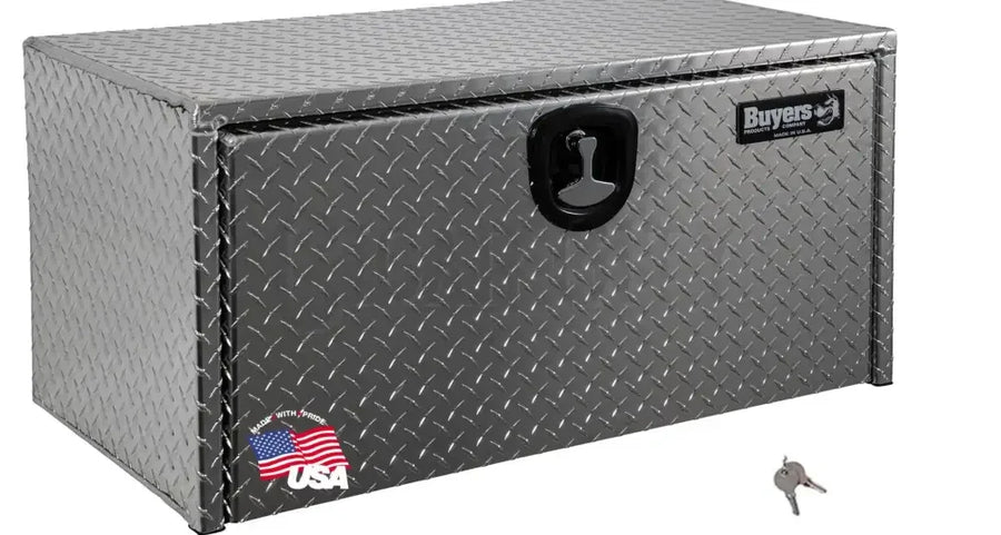 Buyers Products 1705105 Silver Diamond Tread Aluminum Underbody Truck Box with T-Handle Latch, 18 x 18 x 36 Inch, Durable Contractor Toolbox For Organization And Storage, Job Tool Chest  Cigarcity Softwash.