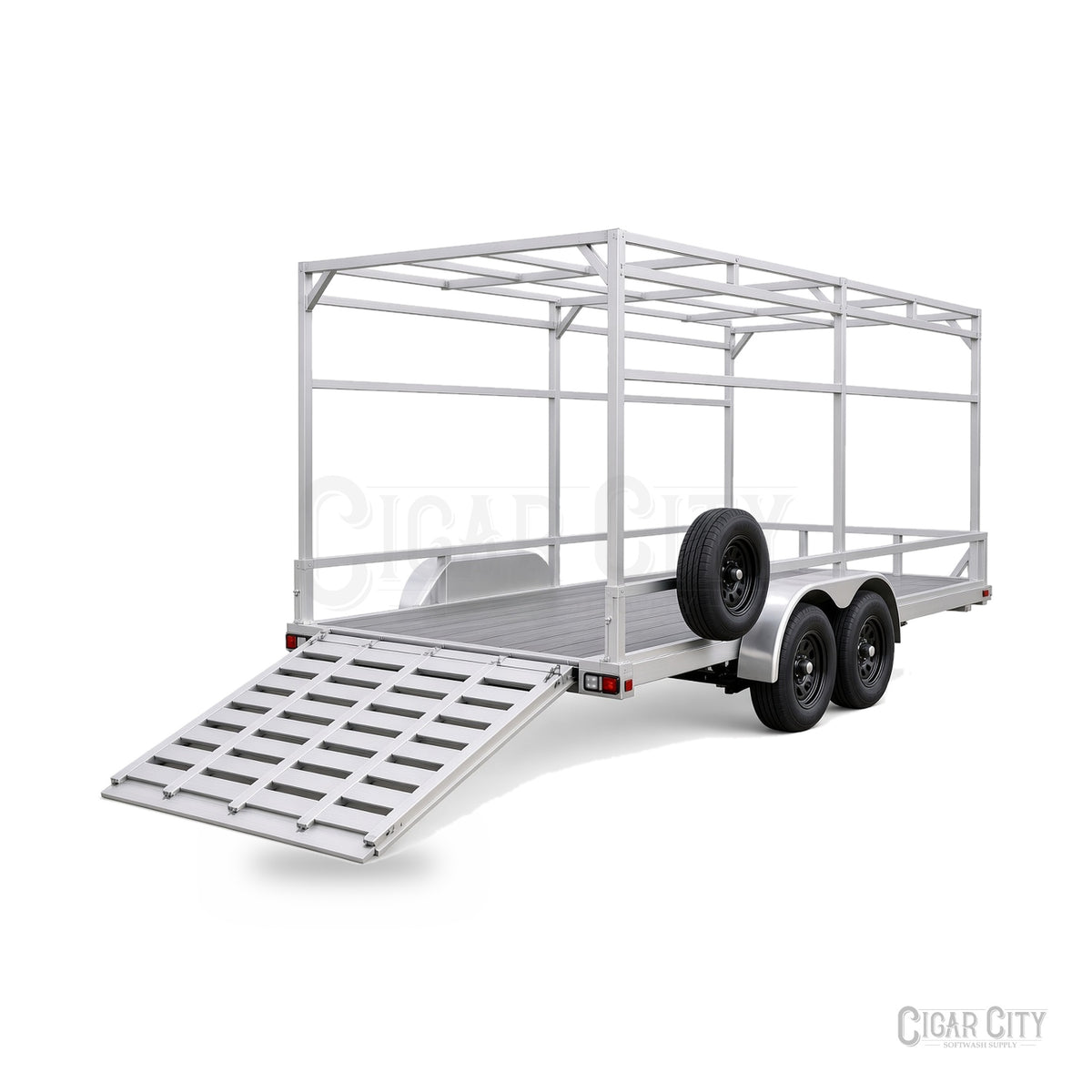 Rendering - actual build may vary - 6x14 tandem axle trailer with ramp, rear