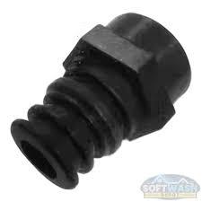 Black softwash spray tip with threaded connection for pressure washing equipment