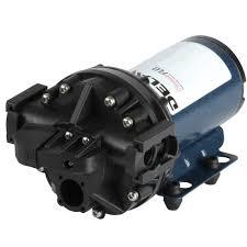 Blue and black softwash pump with white label, designed for professional cleaning equipment.