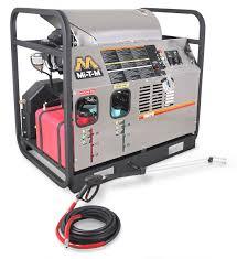 Professional softwash equipment with hoses and controls for efficient cleaning solutions