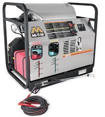 Professional softwash equipment with control panel and hoses for cleaning solutions