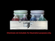 Softwash chemical storage kit with labeled jugs and buckets for professional cleaning solutions