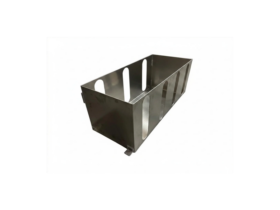 Stainless steel softwash chemical holder with oval slots for secure bottle storage