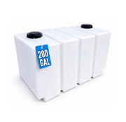 200-gallon white softwash tank with black cap, ideal for professional cleaning equipment